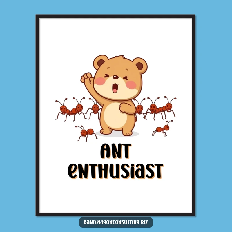 Funny Bear Cub Digital Art - Ant Cheerleader Print Gift