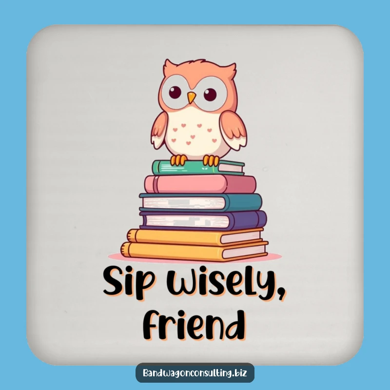 Funny Owl Coaster - Wobbly Books Protect Surfaces Gift