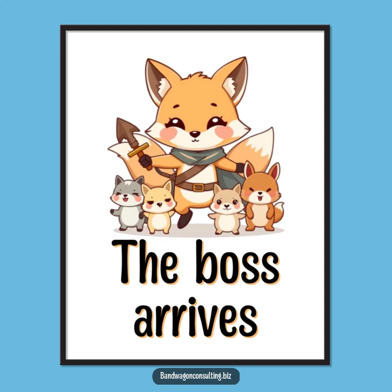 Funny Fox Poster - Charming Leader Art Print Gift