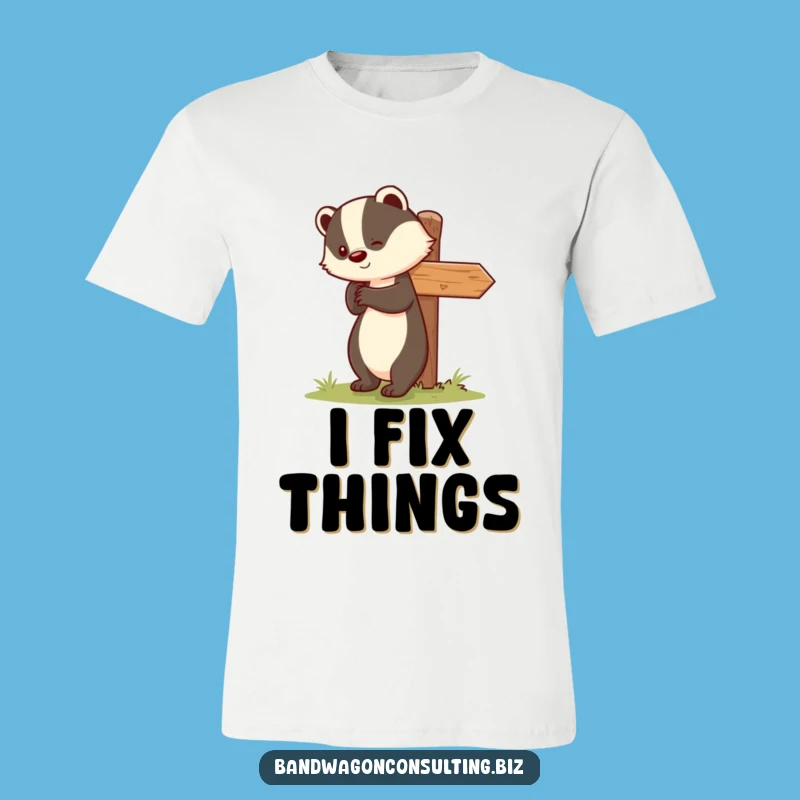 Funny Badger T-Shirt - Hilarious Animal Helping Signpost Tee Gift